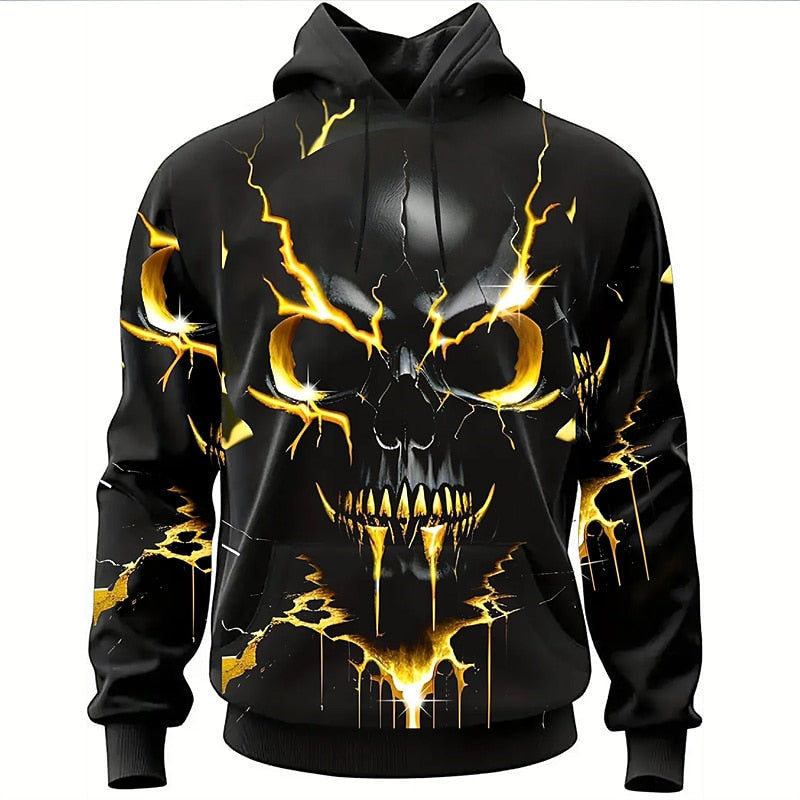 Felpa con cappuccio da uomo con grafica di teschio per Halloween