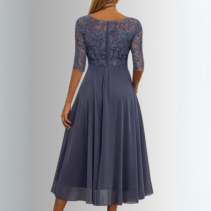 Sarah | Vestido Midi A-Line de Meia Manga para Mulheres, Ideal para Convidadas de Casamento