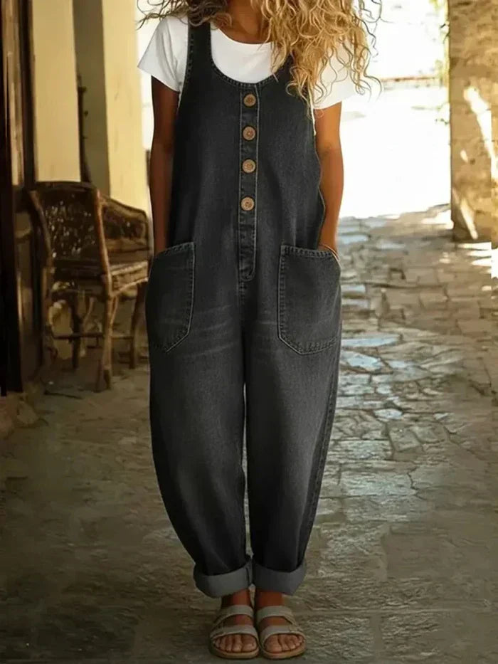 Willow | Løse denimoveralls til kvinder, ærmeløs jumpsuit