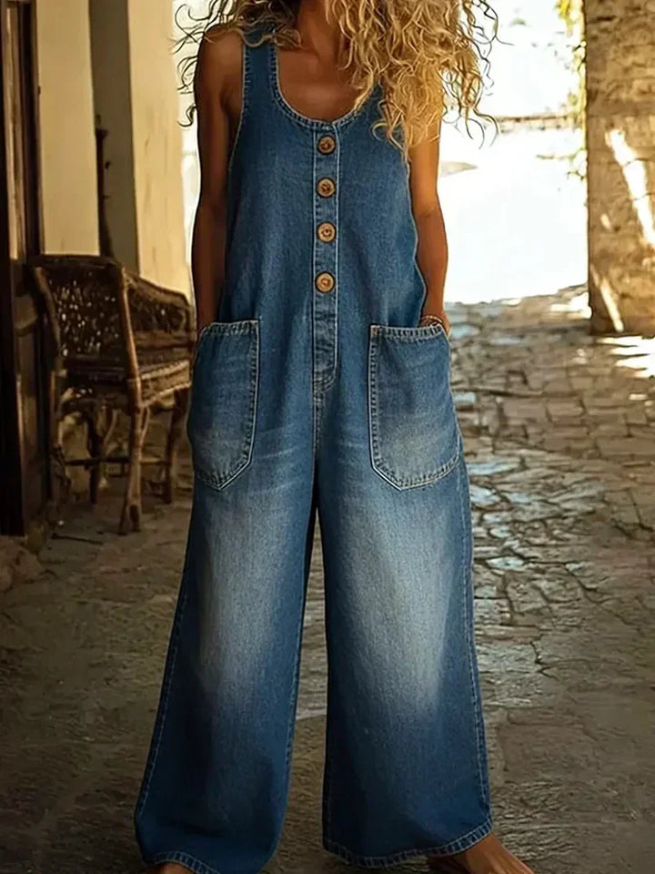 Willow | Løse denimoveralls til kvinder, ærmeløs jumpsuit