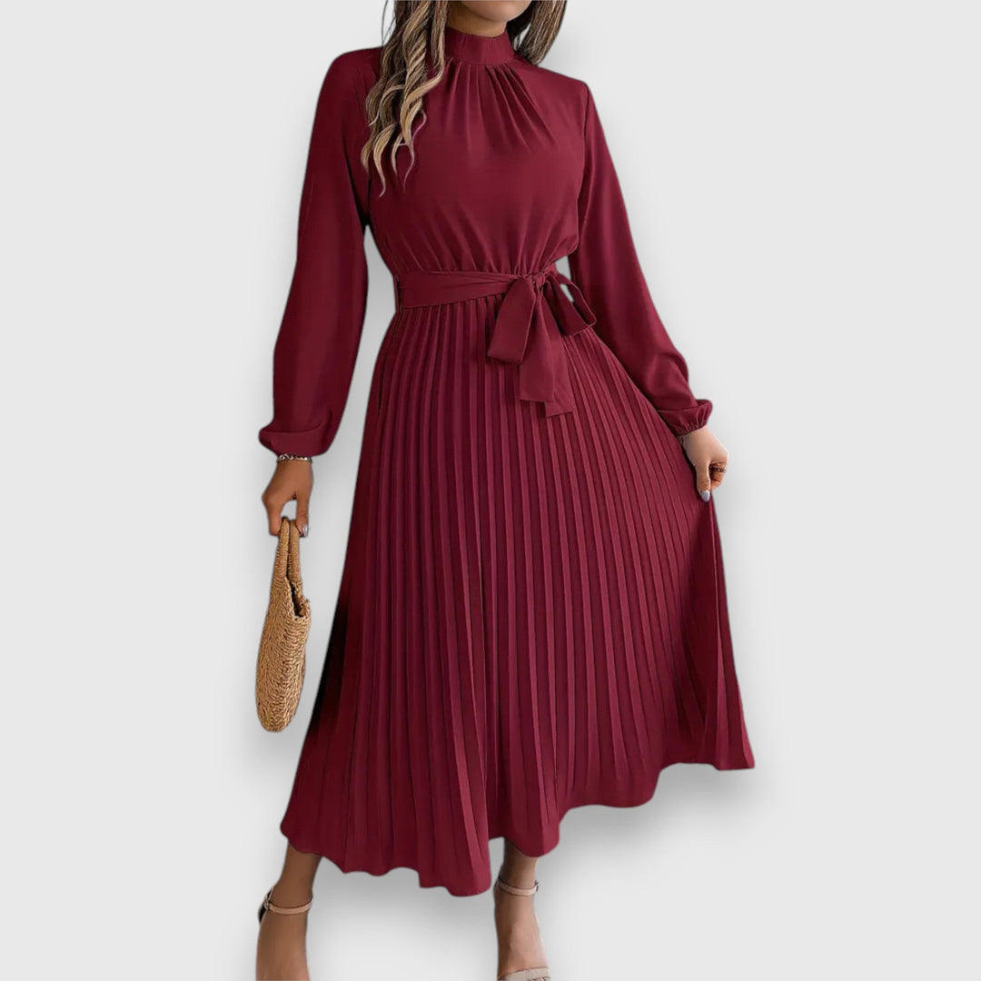 Abito Midi Elegante Plissettato da Donna