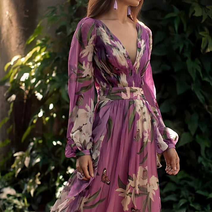 Sienna | Kvinders langærmede maxikjole med blomsterprint