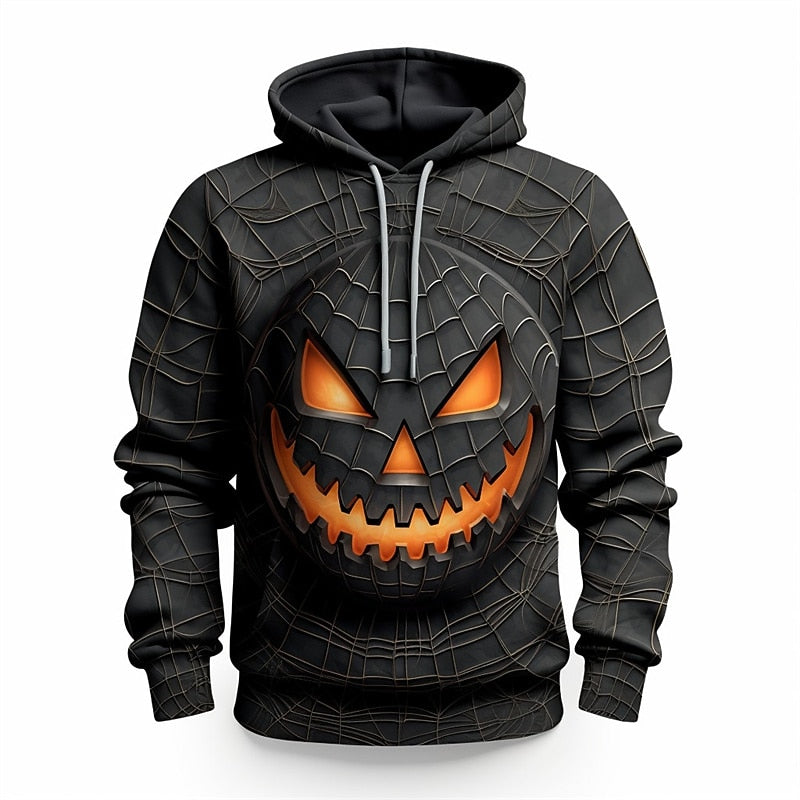 Pánská mikina s kapucí a svítícím halloweenským motivem