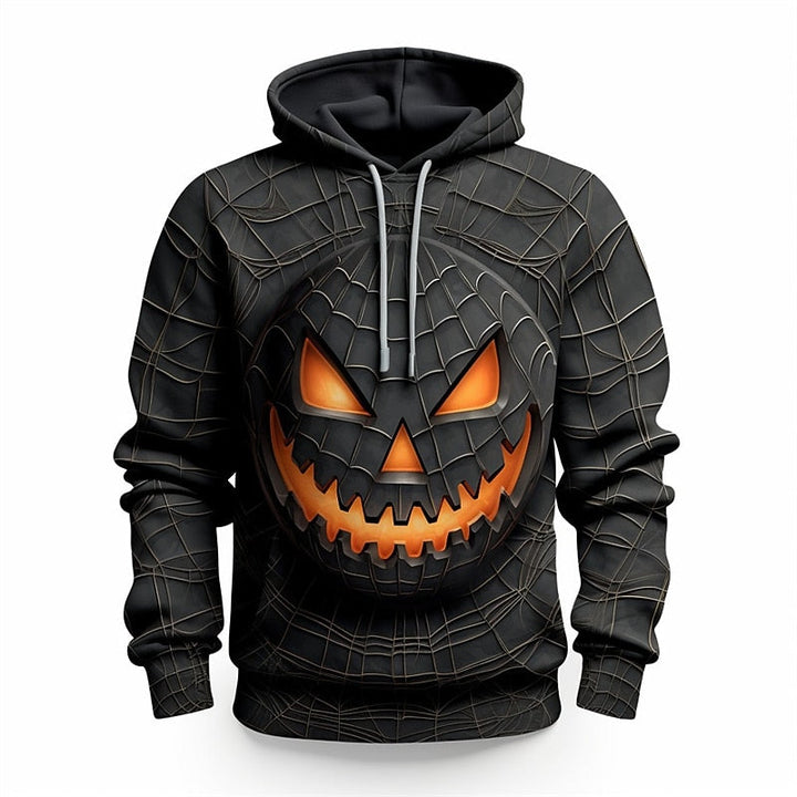 Pánská mikina s kapucí a svítícím halloweenským motivem