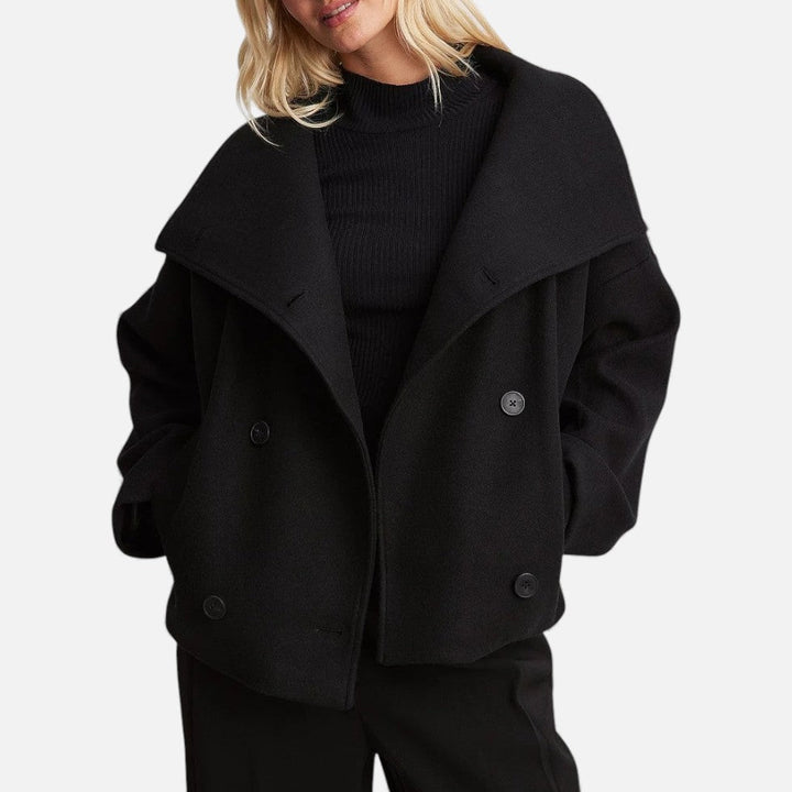 Blazer cruzado de mezcla de lana para mujer