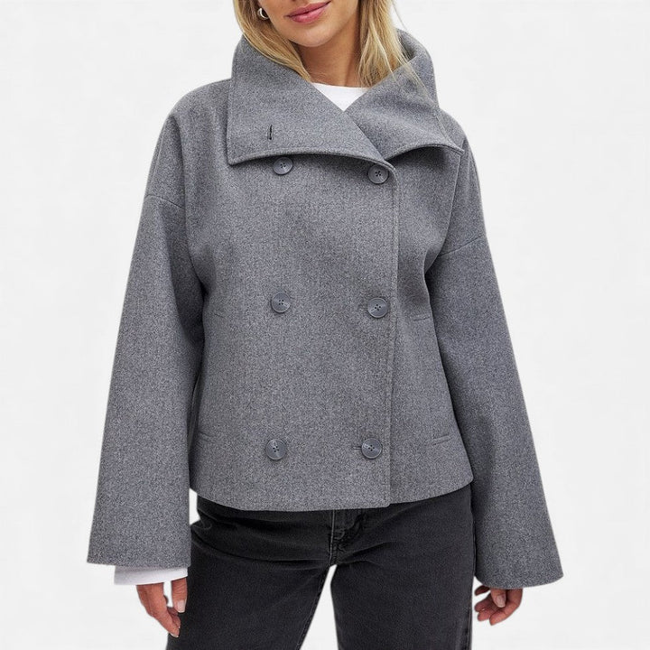 Blazer cruzado de mezcla de lana para mujer