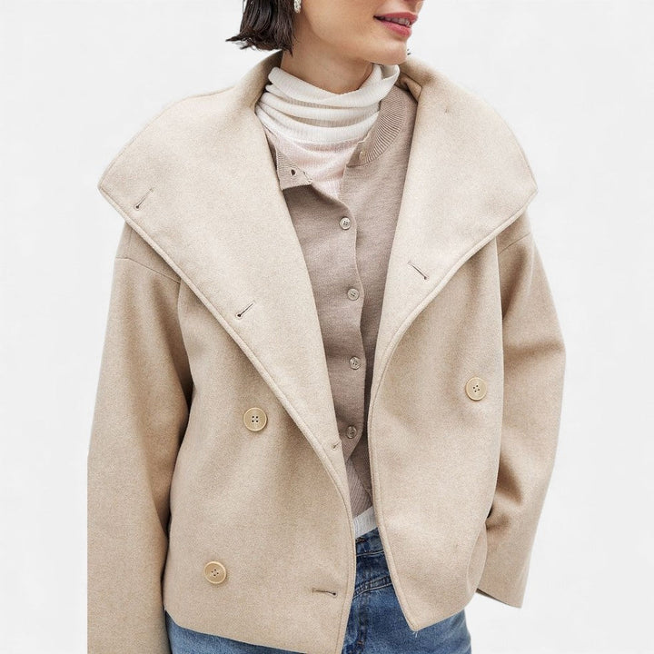 Blazer cruzado de mezcla de lana para mujer