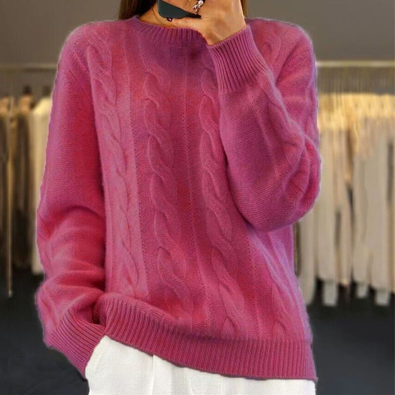 Women's Classic Chic Winter Sweater Dark Pink