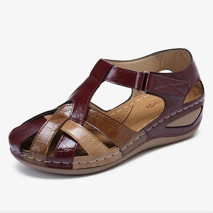 Orthopedic Leather Wedge Sandals With Arch Support For Pain