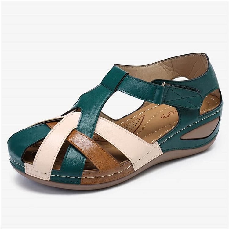 Orthopedic Leather Wedge Sandals With Arch Support For Pain-MODAUTLET