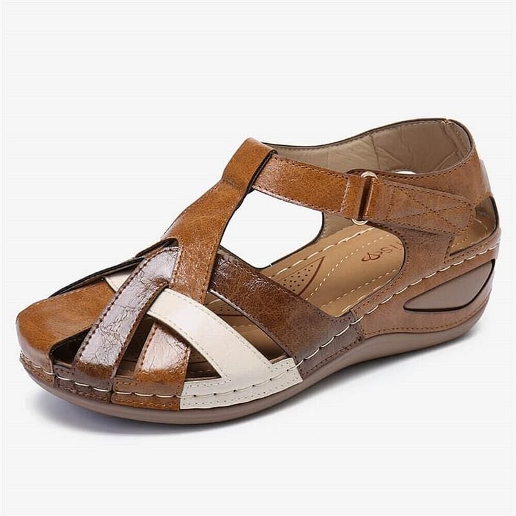 Orthopedic Leather Wedge Sandals With Arch Support For Pain-MODAUTLET