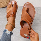 Women's Lightweight Orthopedic Leather Sandals Brown