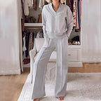 2 Piece Womens Tracksuit Set Sports Outfit For Workout Gray