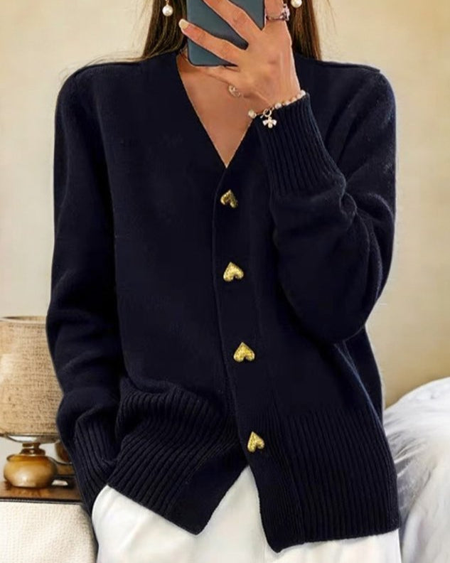 Liora | Women's Heart Button Knit Cardigan