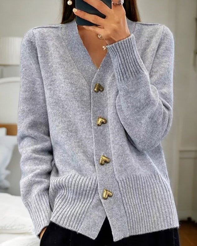 Liora | Women's Heart Button Knit Cardigan