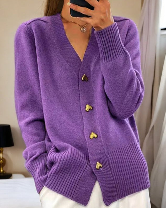 Liora | Women's Heart Button Knit Cardigan
