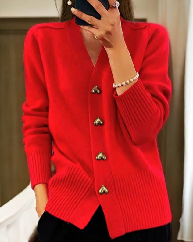 Liora | Women's Heart Button Knit Cardigan