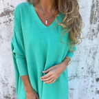 Women's Cozy Loose Fit V-Neck Top Light Green One Size