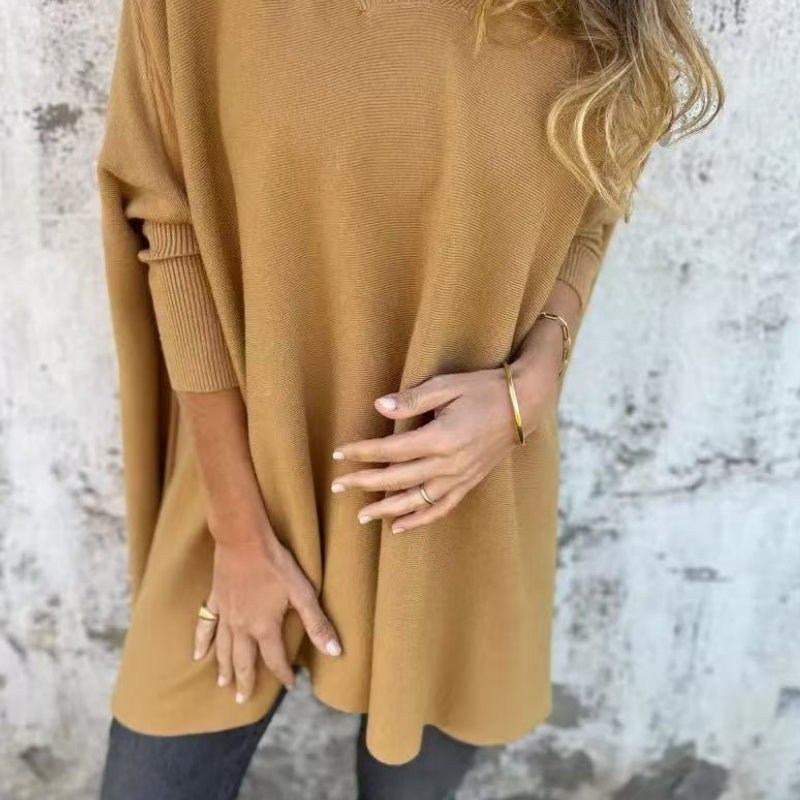 Women's Cozy Loose Fit V-Neck Top-MODAUTLET