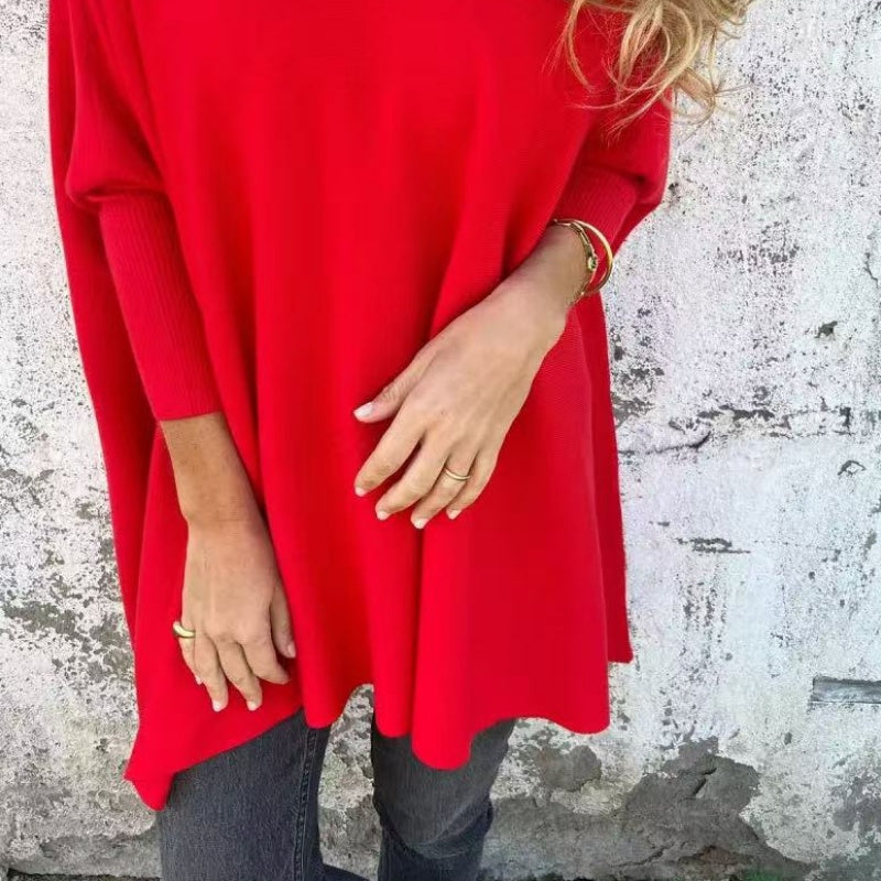Women's Cozy Loose Fit V-Neck Top-MODAUTLET