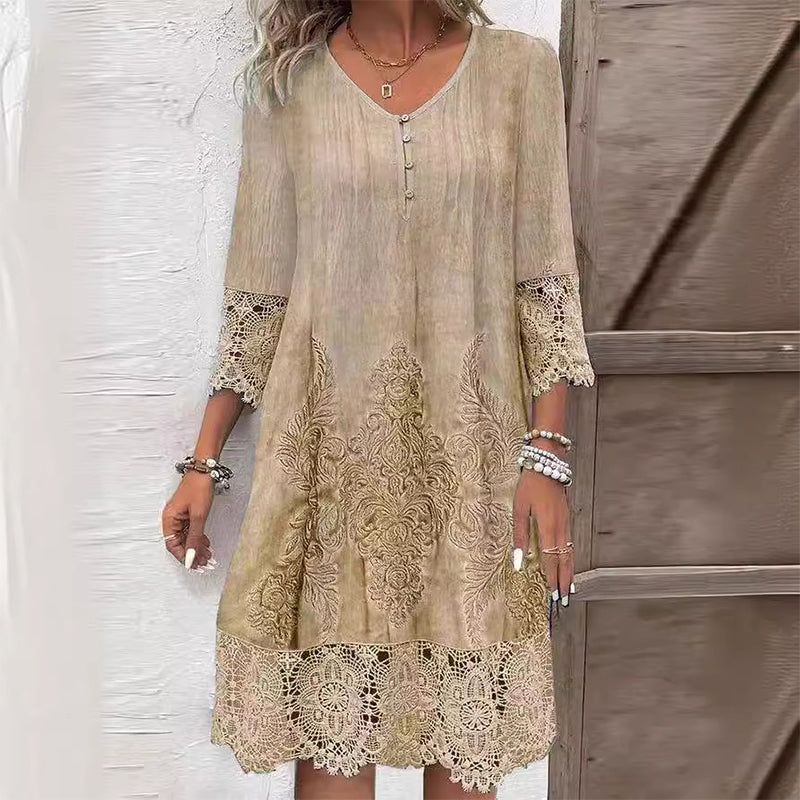 Damen Midikleid mit Blumenmuster