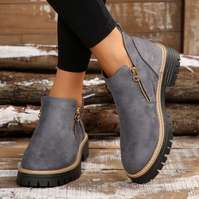 Women's Chunky Side Zip Ankle Boots