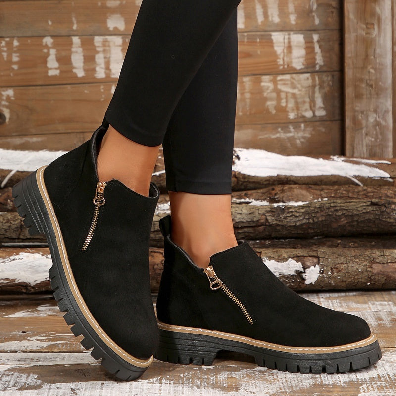 Women's Chunky Side Zip Ankle Boots