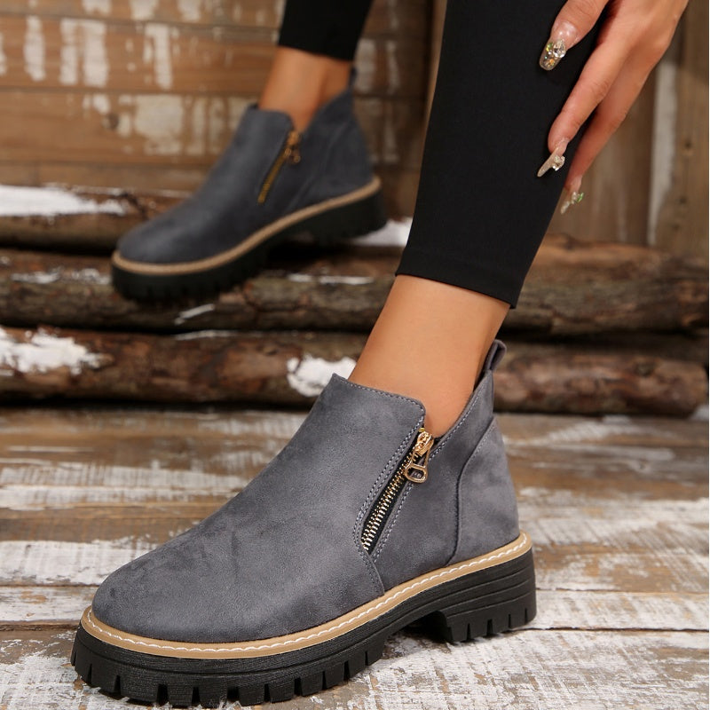 Women's Chunky Side Zip Ankle Boots