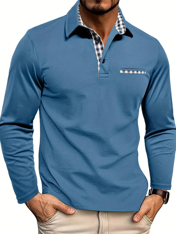 Herre langærmet polo-shirt