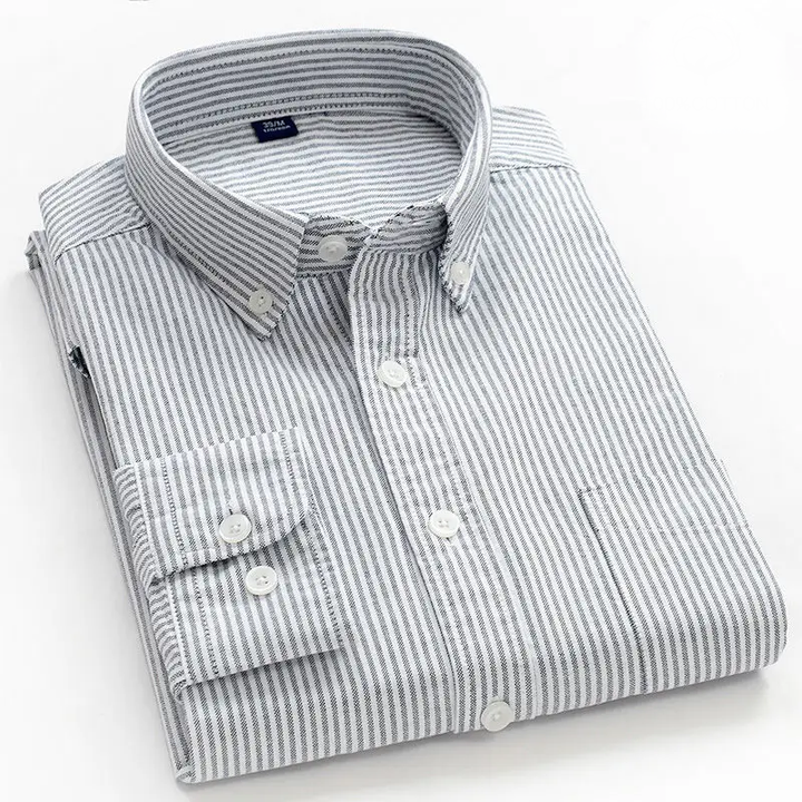 Men's Striped Button-Down Shirt - Langford Style-MODAUTLET