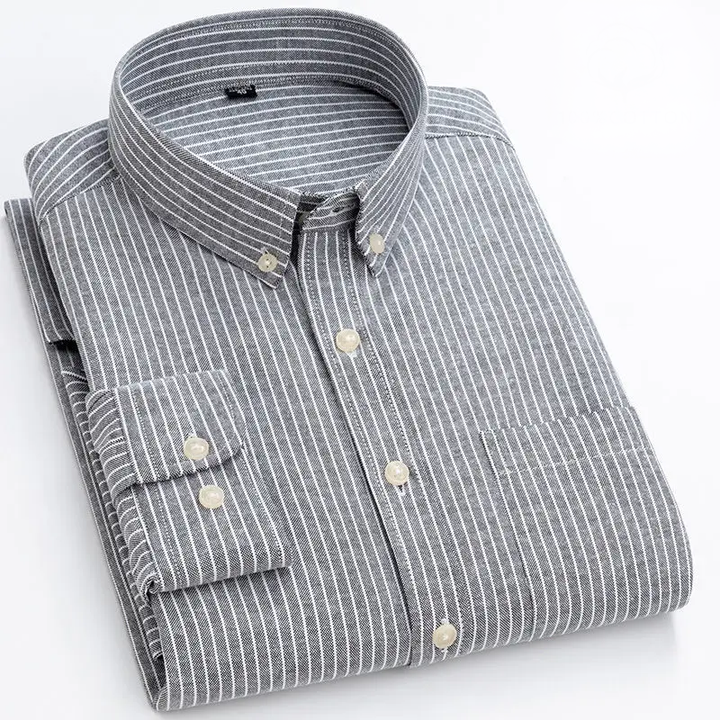 Men's Striped Button-Down Shirt - Langford Style-MODAUTLET