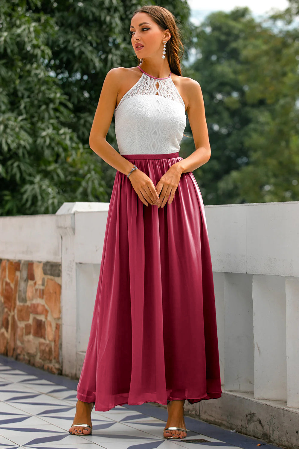 Claire | Vestido Maxi de Alças para Mulheres Convidadas de Casamento