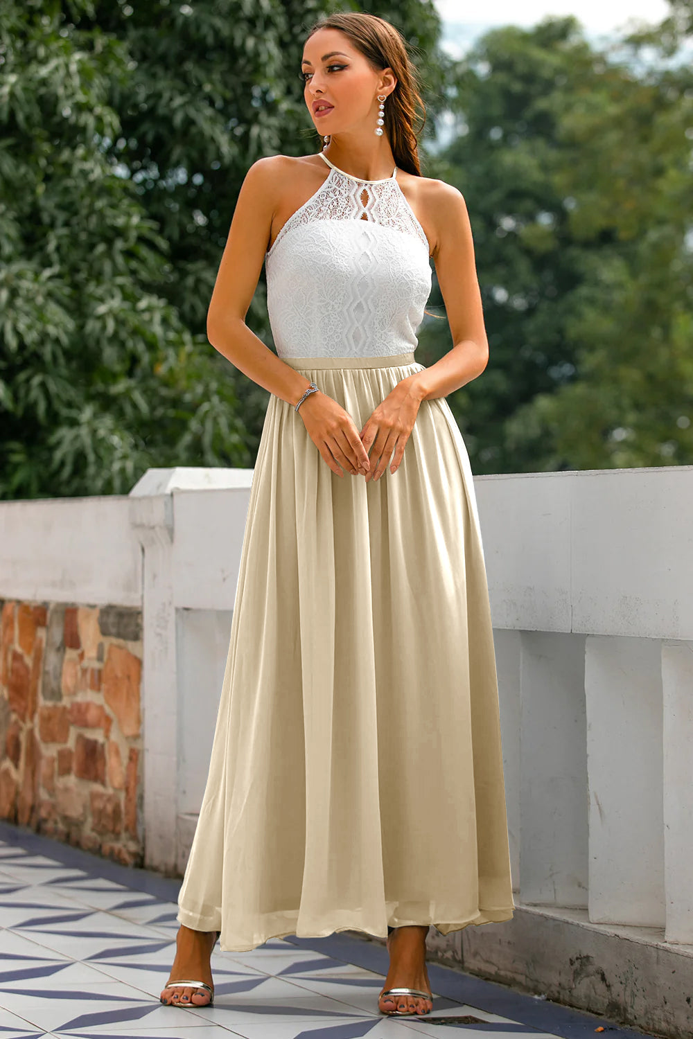 Claire | Vestido Maxi de Alças para Mulheres Convidadas de Casamento