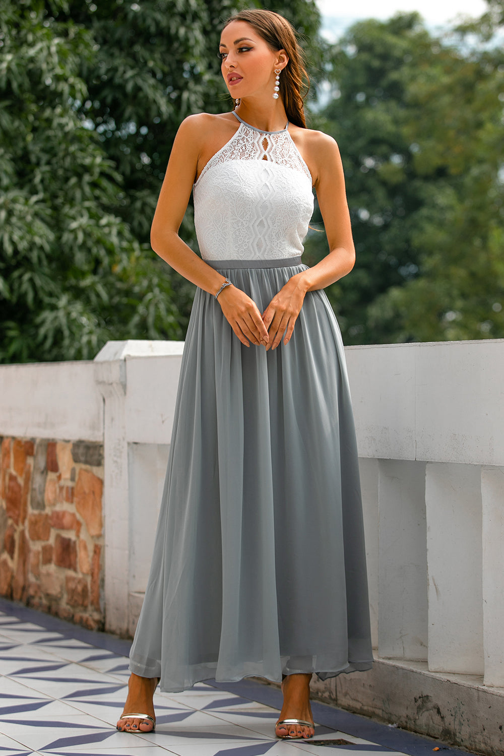 Claire | Vestido Maxi de Alças para Mulheres Convidadas de Casamento