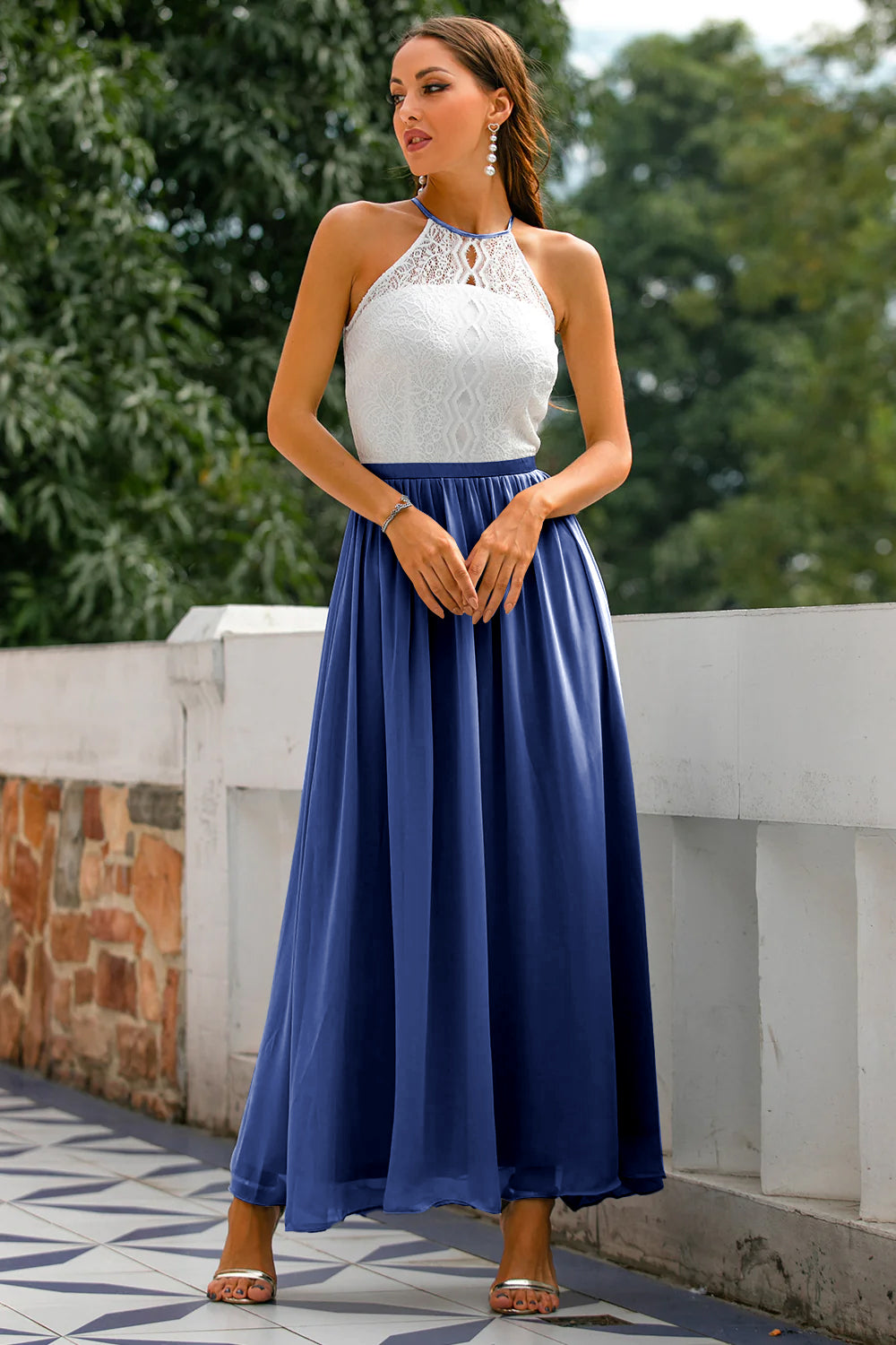 Claire | Vestido Maxi de Alças para Mulheres Convidadas de Casamento