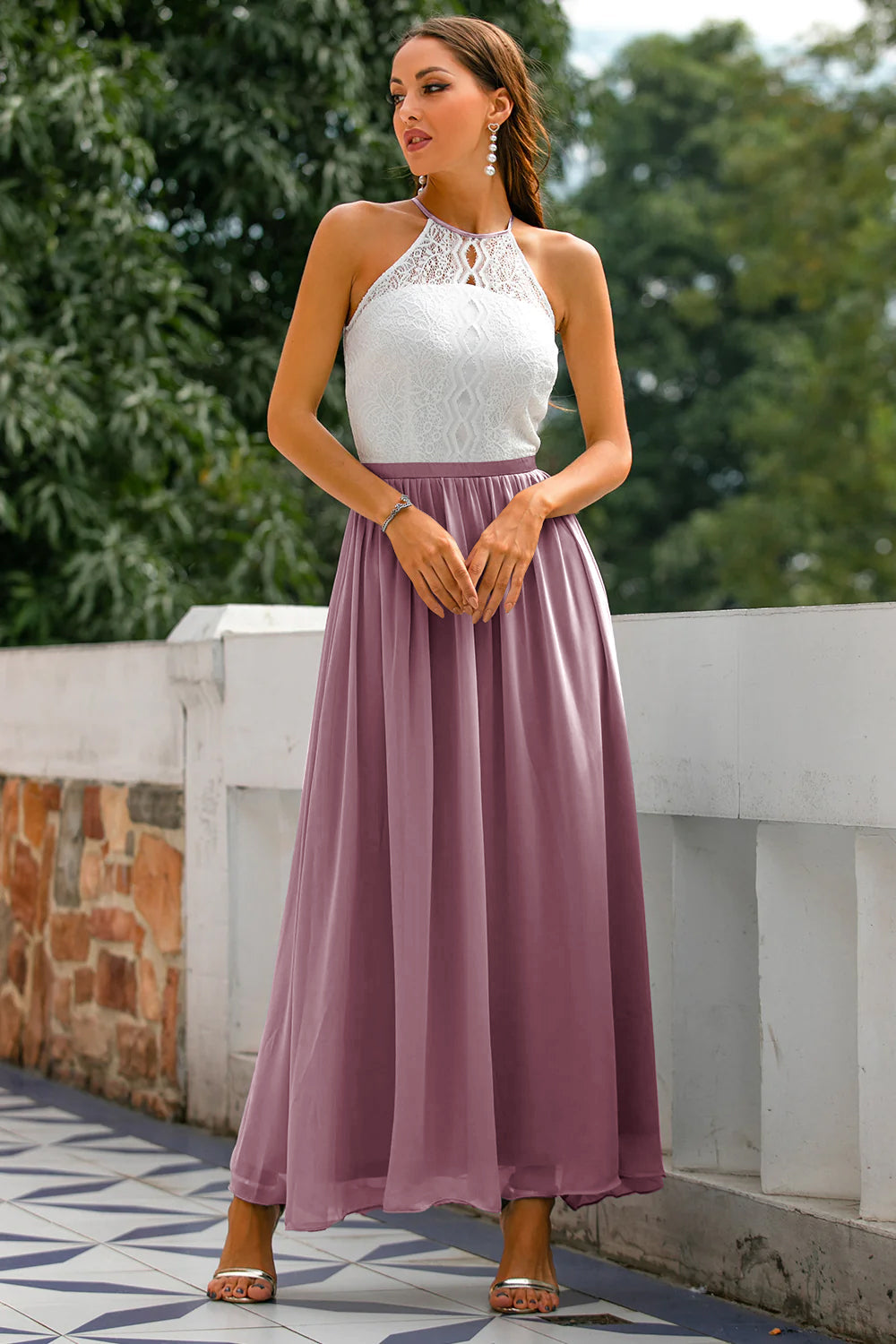 Claire | Vestido Maxi de Alças para Mulheres Convidadas de Casamento