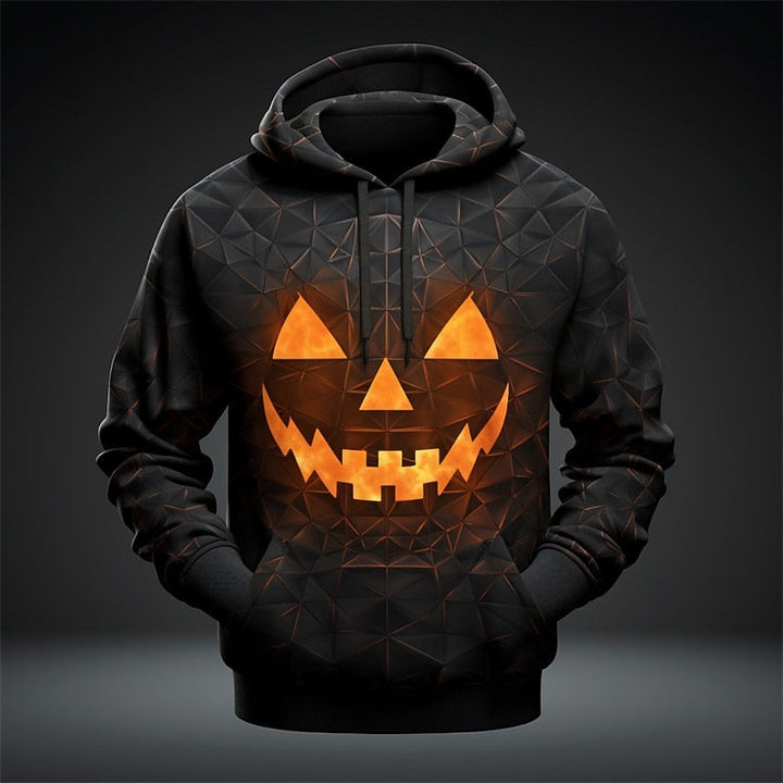 Pánská mikina s kapucí a svítícím halloweenským motivem