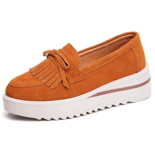 Women's Suede Tassel Platform Slip-On Shoes - Comfy and Stylish-MODAUTLET
