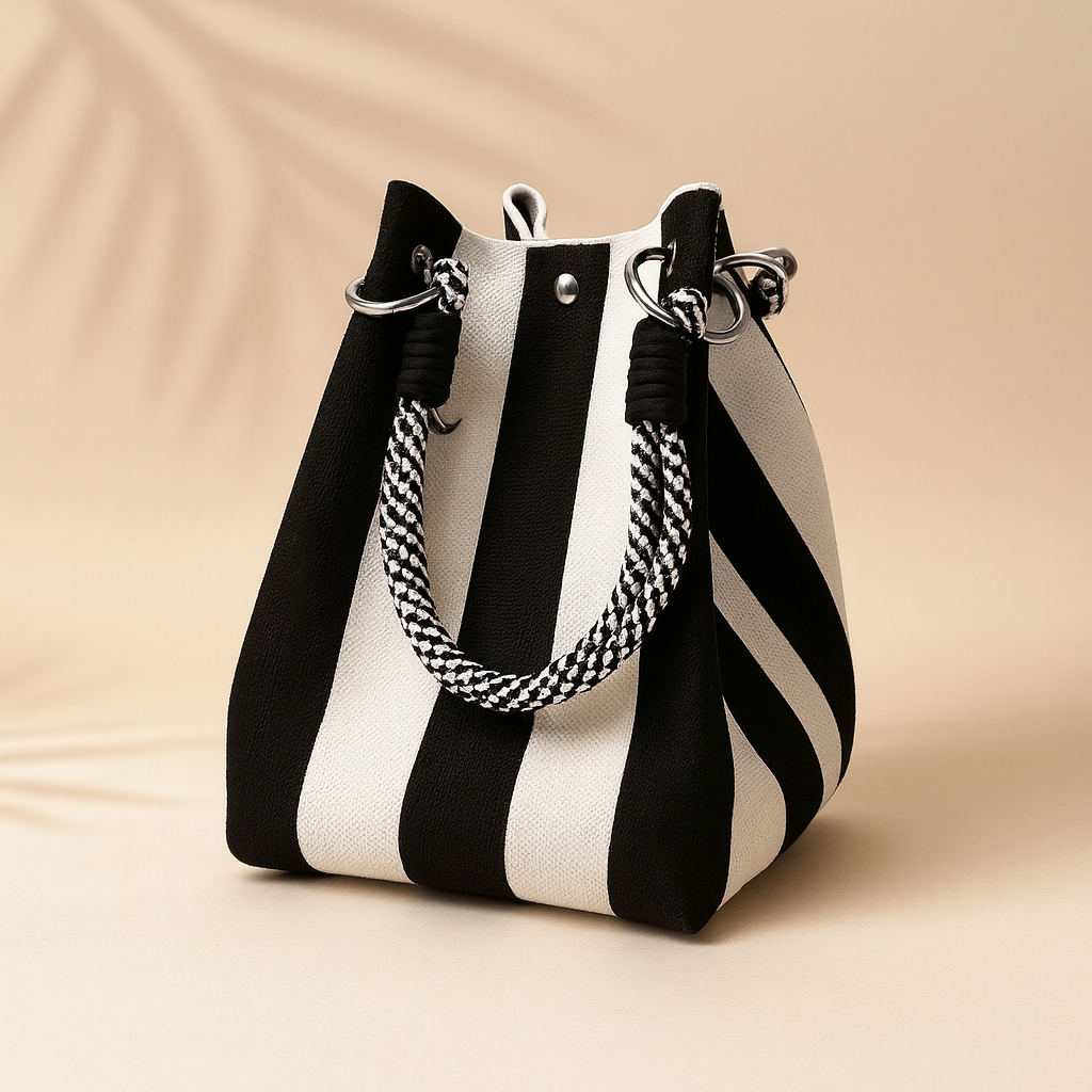 Chic Bucket Bag for Stylish Outings Black & White