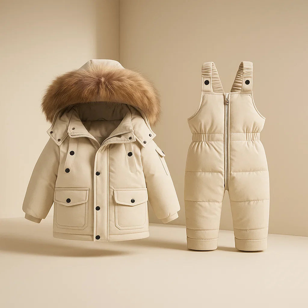 Kids Down Jacket and Pants Set Beige