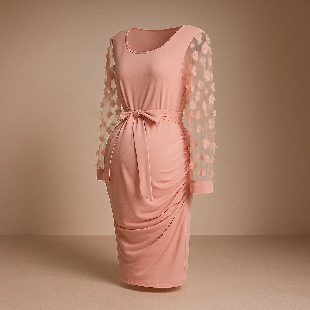 Women's Lace Maternity Dress Pink