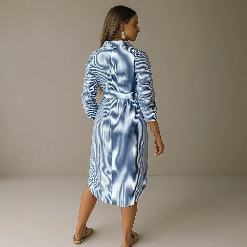 Women's Striped Maternity Shirt Dress-MODAUTLET