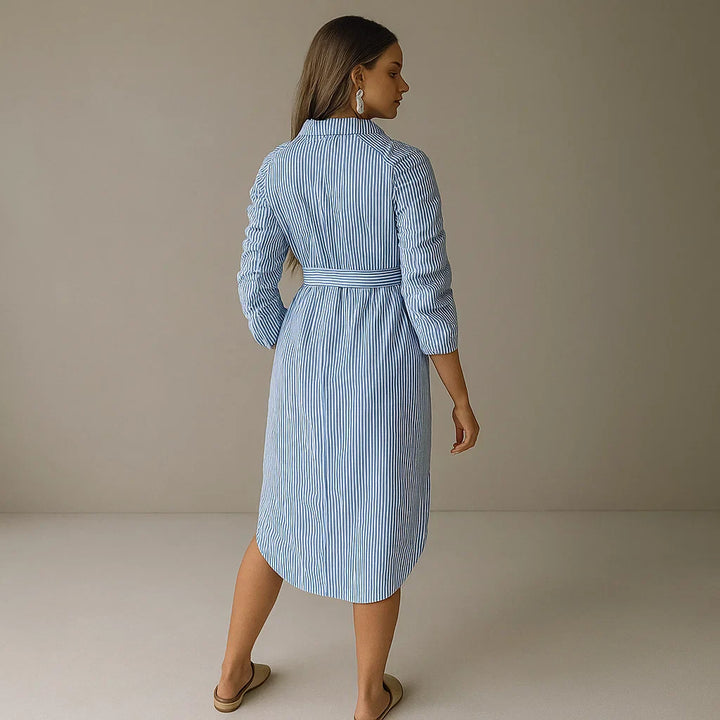 Women's Striped Maternity Shirt Dress-MODAUTLET