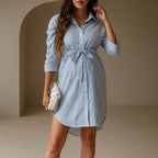 Women's Striped Maternity Shirt Dress