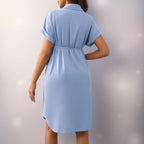 Women's Elegant Button Dress Light Blue
