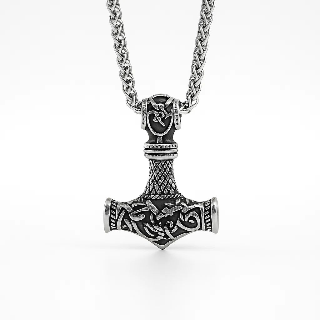 Mjolnir Steel Pendant Necklace-MODAUTLET