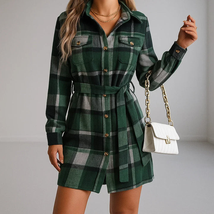 Women's Plaid Shirt Dress - Stylish and Versatile-MODAUTLET