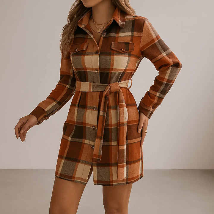 Women's Plaid Shirt Dress - Stylish and Versatile-MODAUTLET