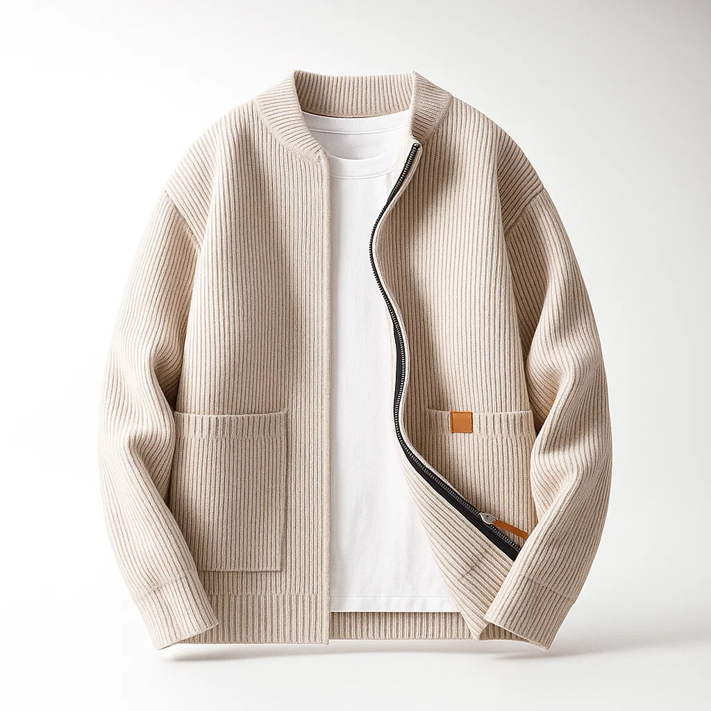 Men's Knit Sweatercoat - Montaro Style Beige