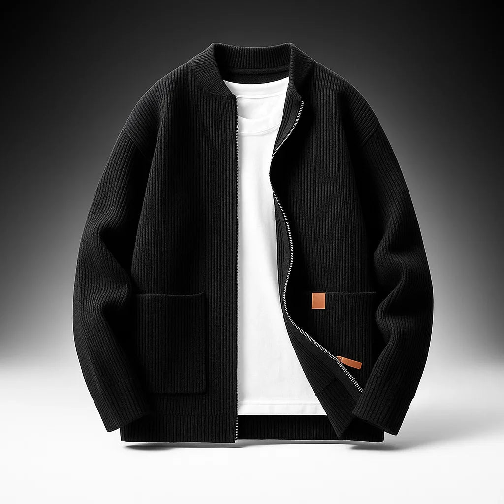 Men's Knit Sweatercoat - Montaro Style Black